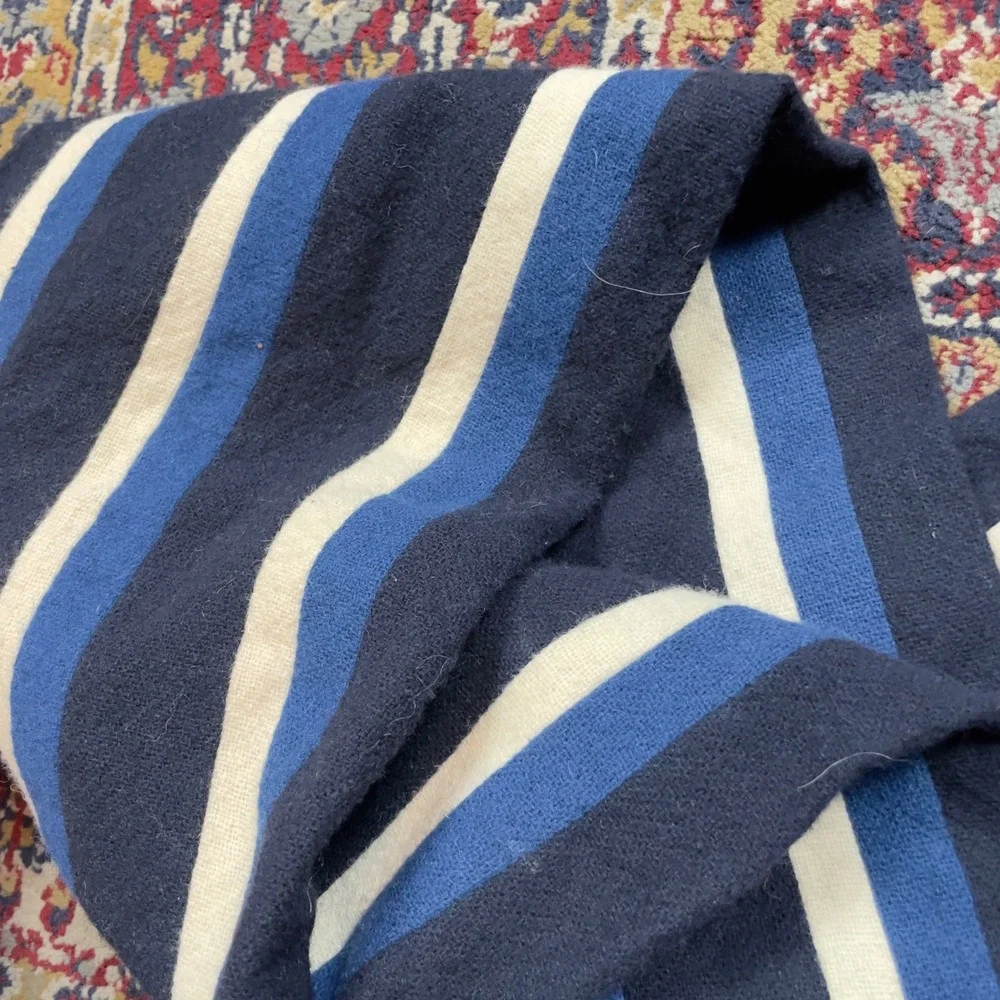 Banana Republic Mens Striped Wool Double Layer Scarf Navy Blue White Royal‎ Blue